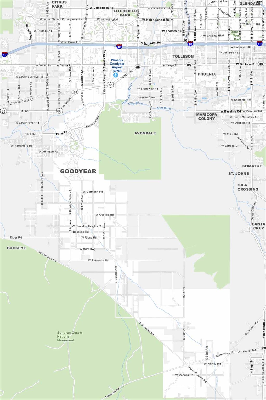 Downtown Phoenix Map US Maps Goodyear Map Arizona 1024x1536 