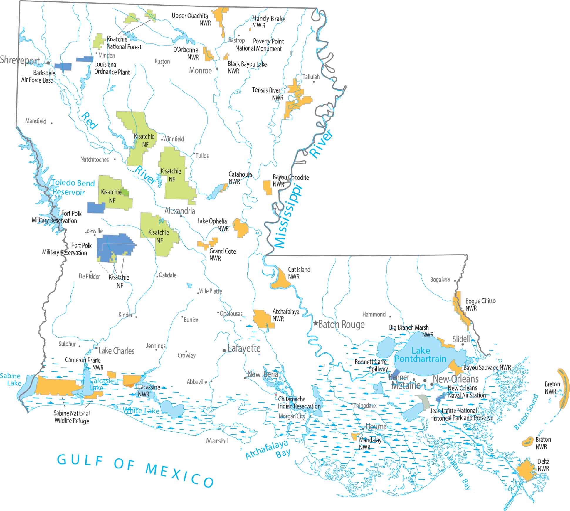 Louisiana Zip Code Map US Maps Louisiana National Parks And Forests Map 