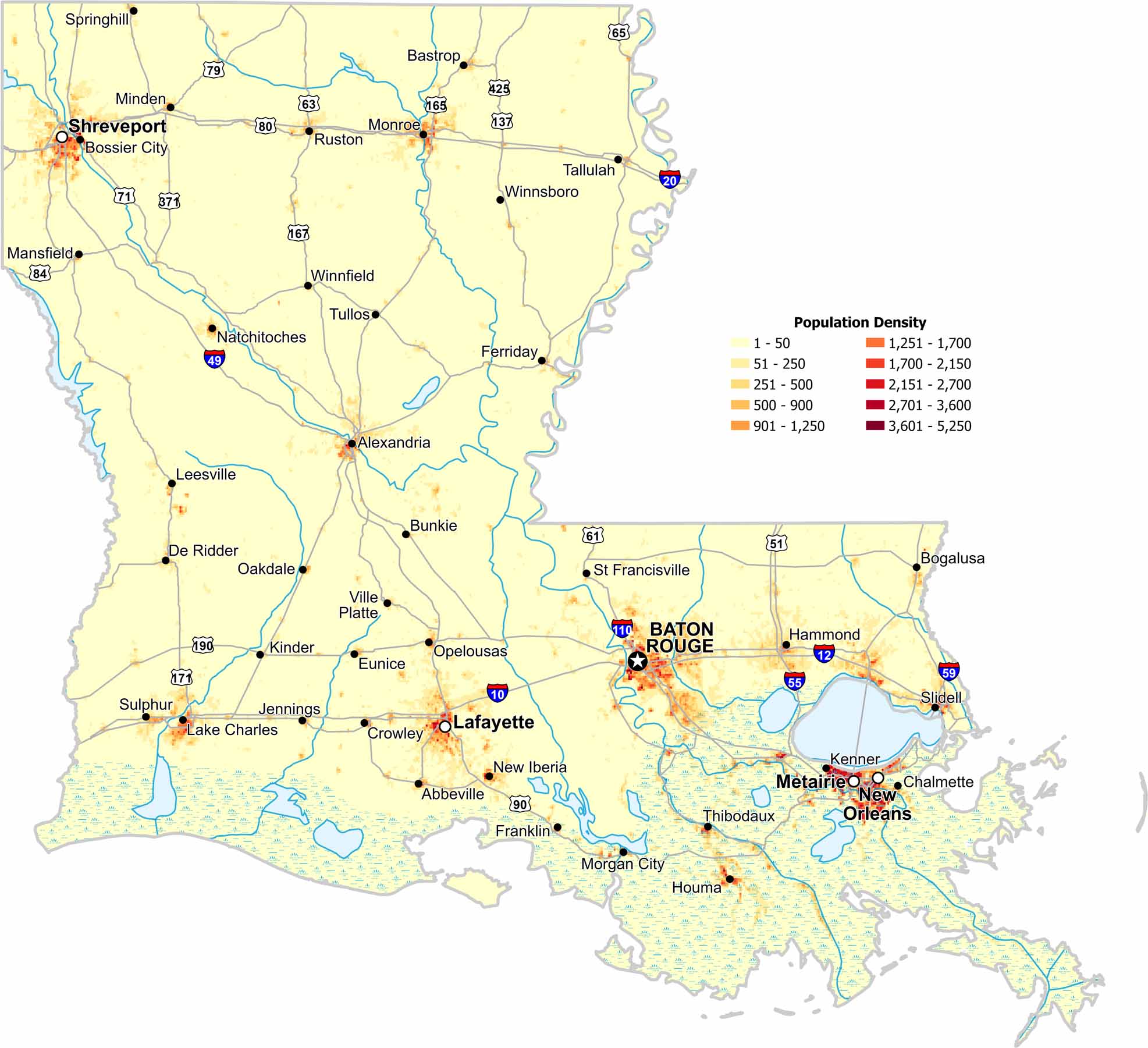 Louisiana Zip Code Map US Maps Louisiana Population Density Map 
