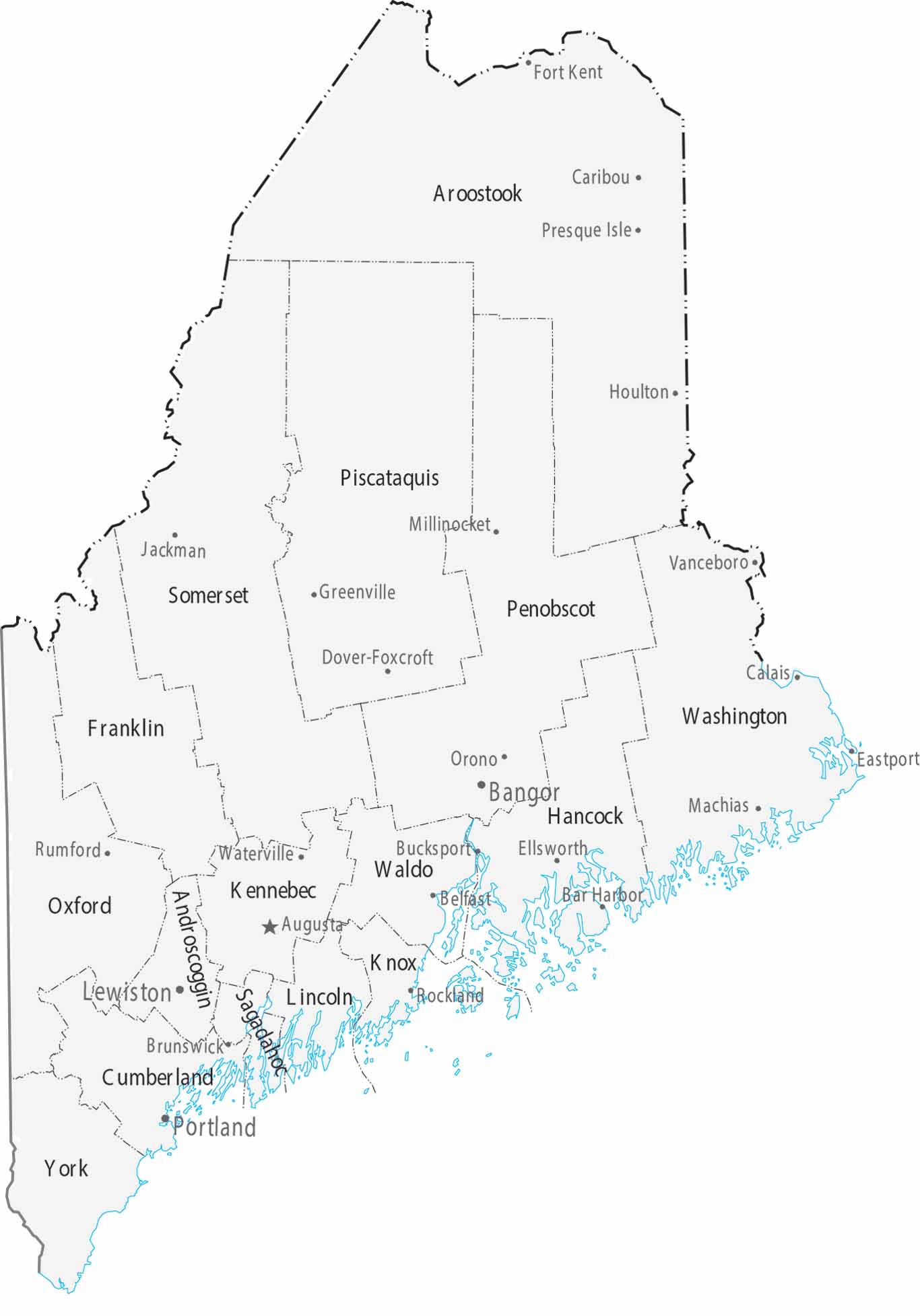 Maine Population Map US Maps Maine Counties Cities Map 