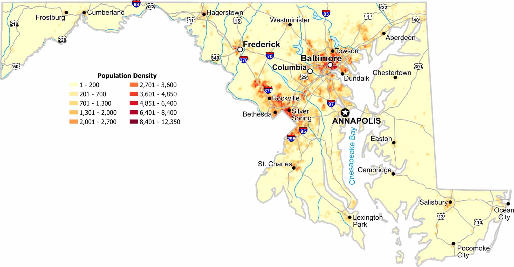 Maryland Zip Code Map US Maps Maryland Population Density Map 