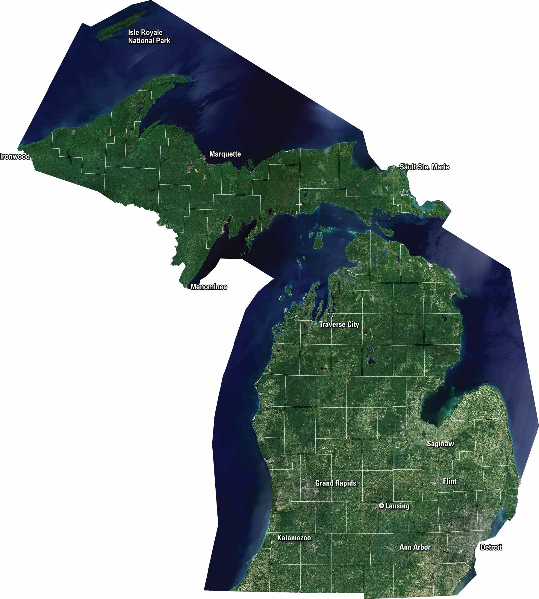 Michigan Zip Code Map US Maps Michigan Satellite Map 