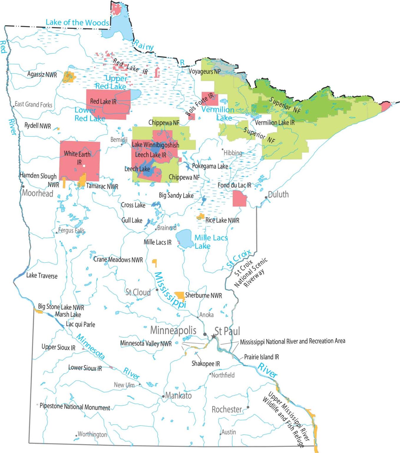 Minnesota Zip Code Map US Maps Minnesota National Parks And Forests Map 1358x1536 