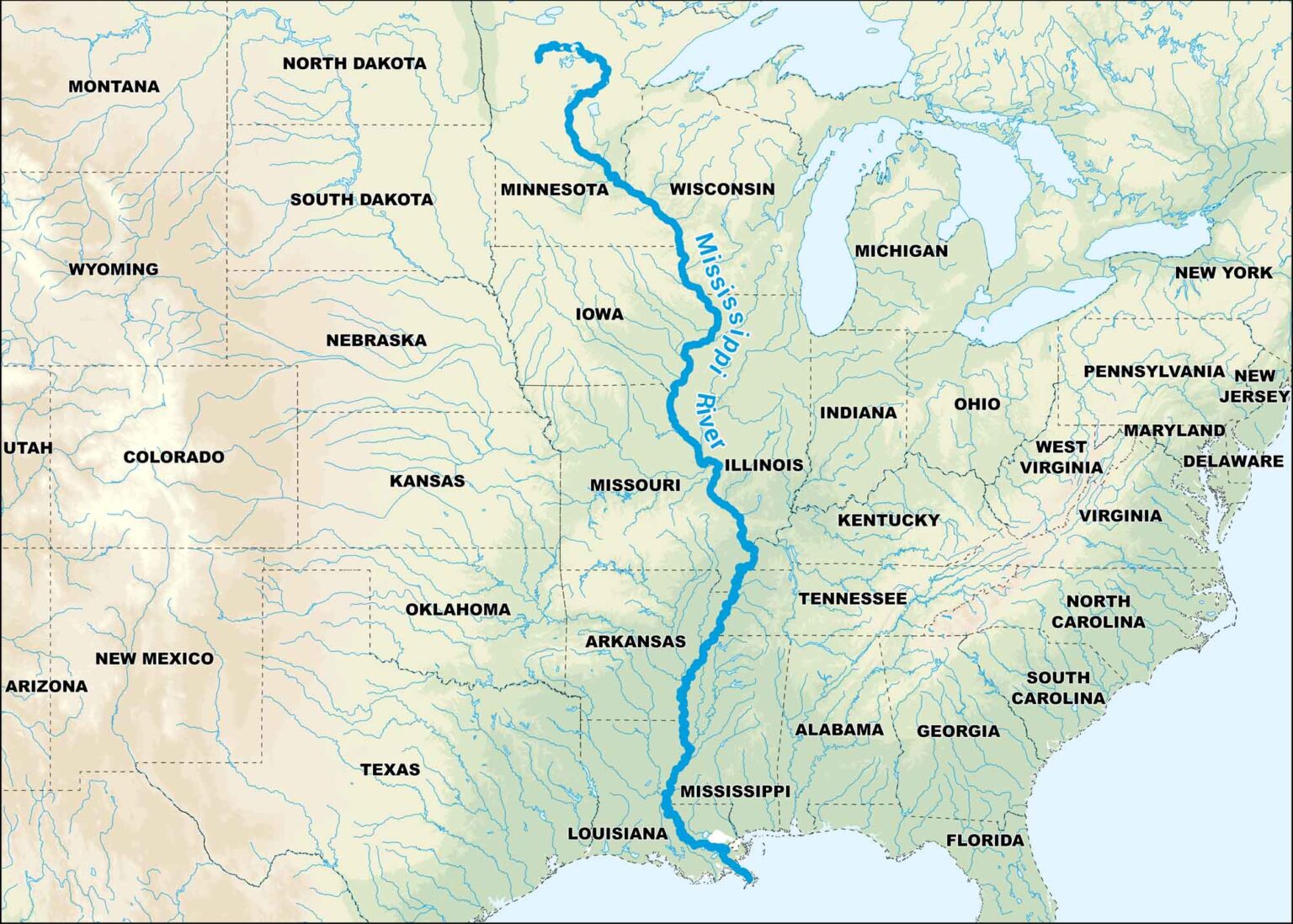 Mississippi River Map US Maps Mississippi River Map 1536x1097 