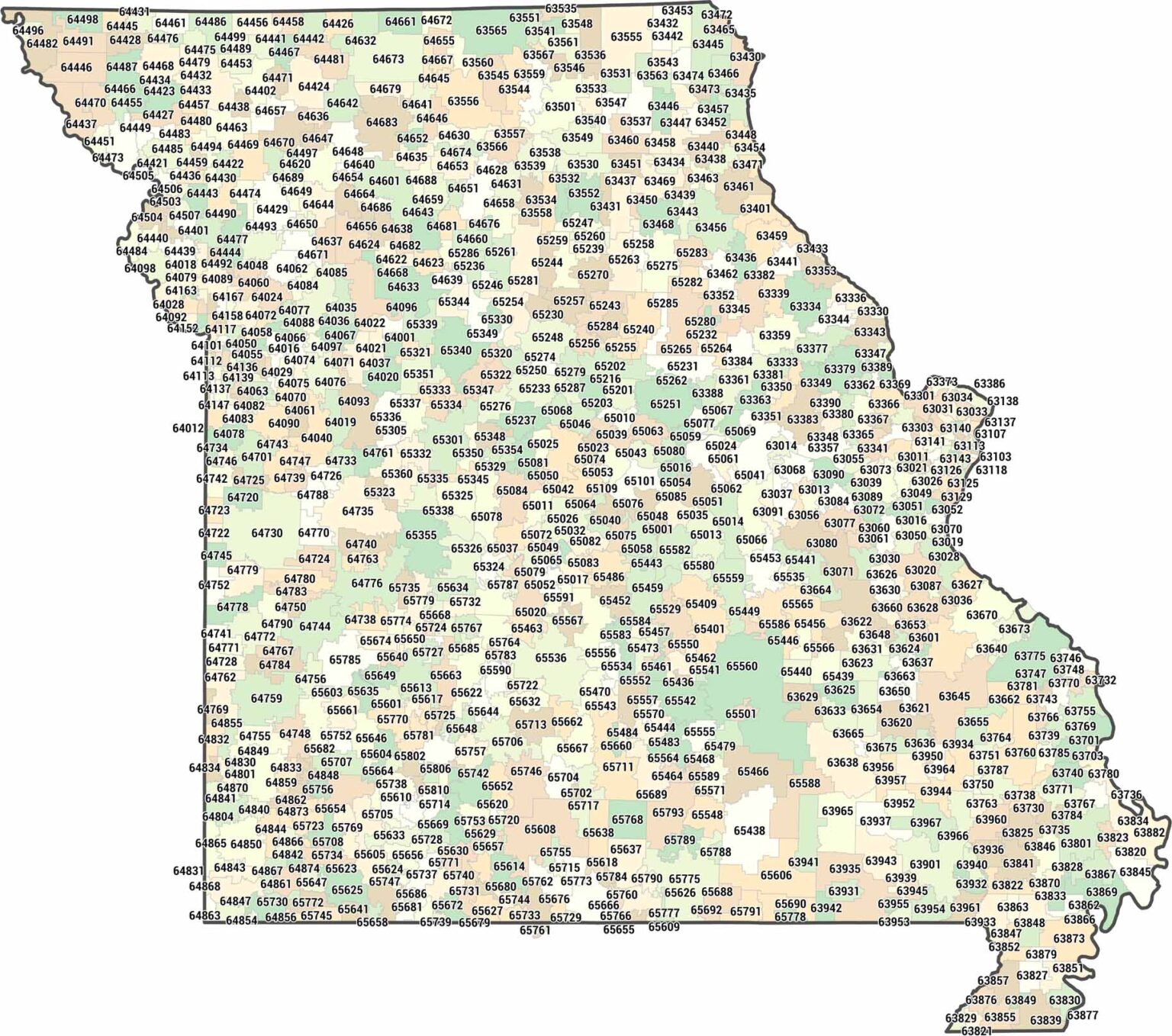 Map Of Missouri US Maps Missouri Zip Code Map 1536x1358 