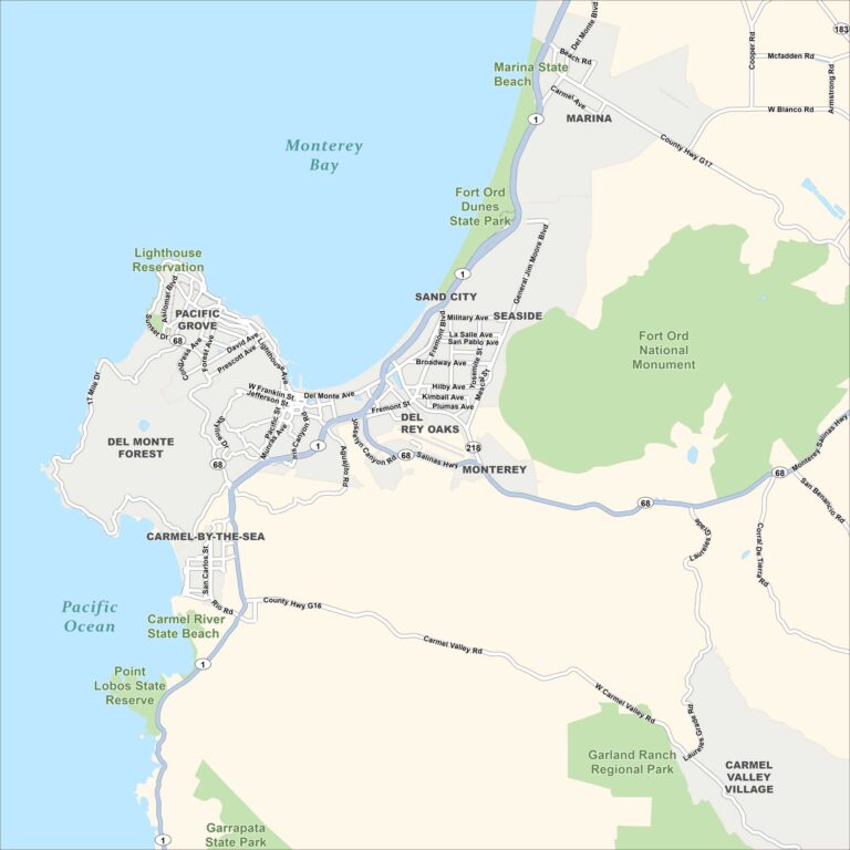 Monterey Peninsula Map US Maps Monterey Peninsula Map 768x768 