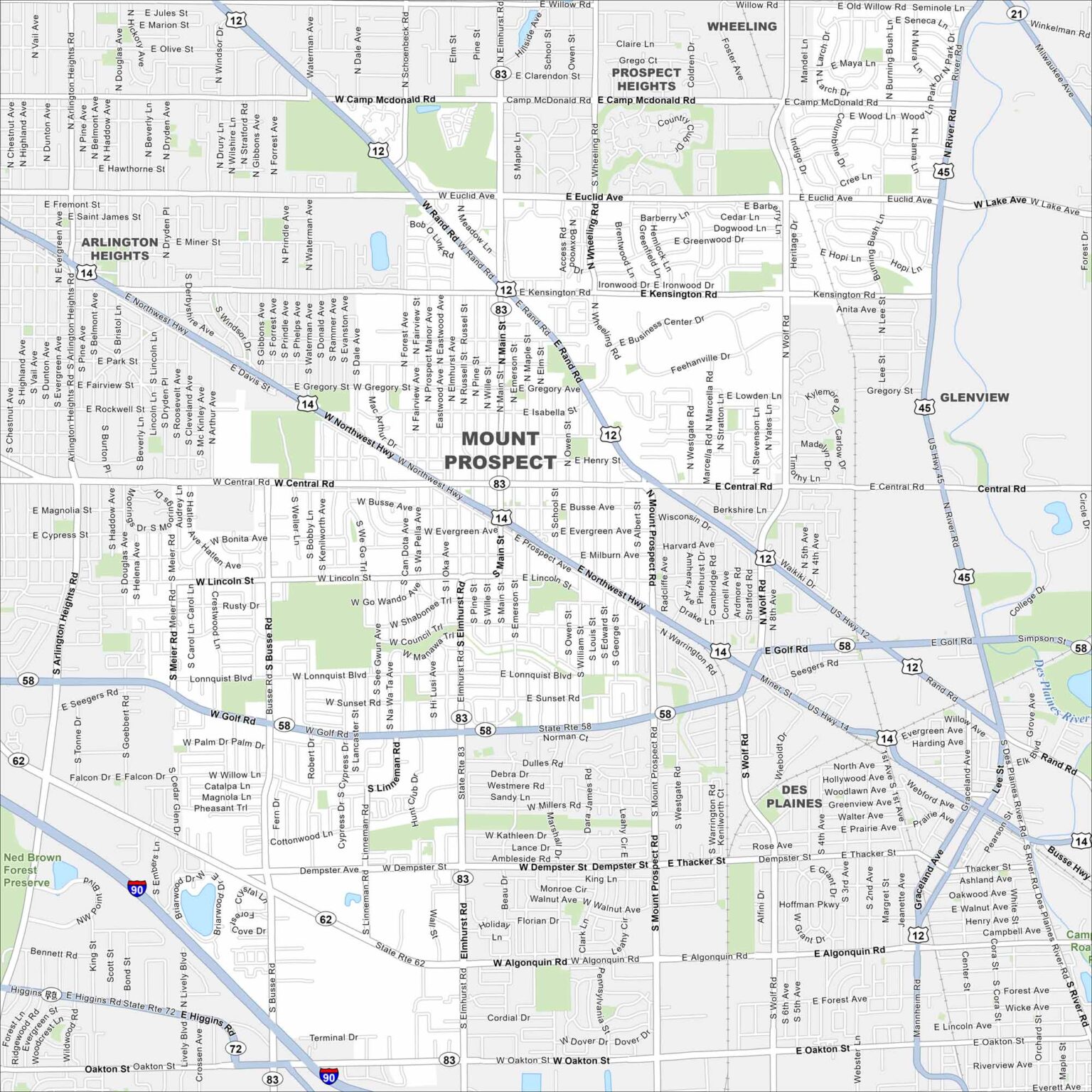 Map Of Mount Prospect Illinois US Maps Mount Prospect Map Illinois 1536x1536 