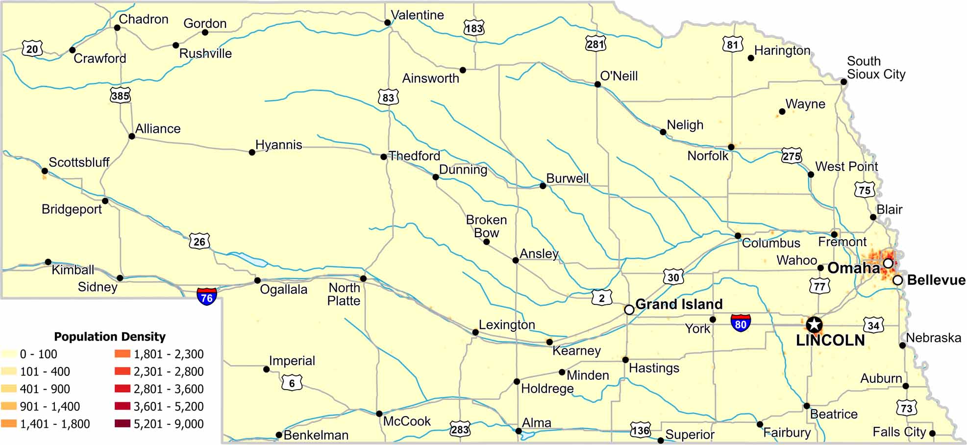 Nebraska Zip Code Map US Maps Nebraska Population Density Map 