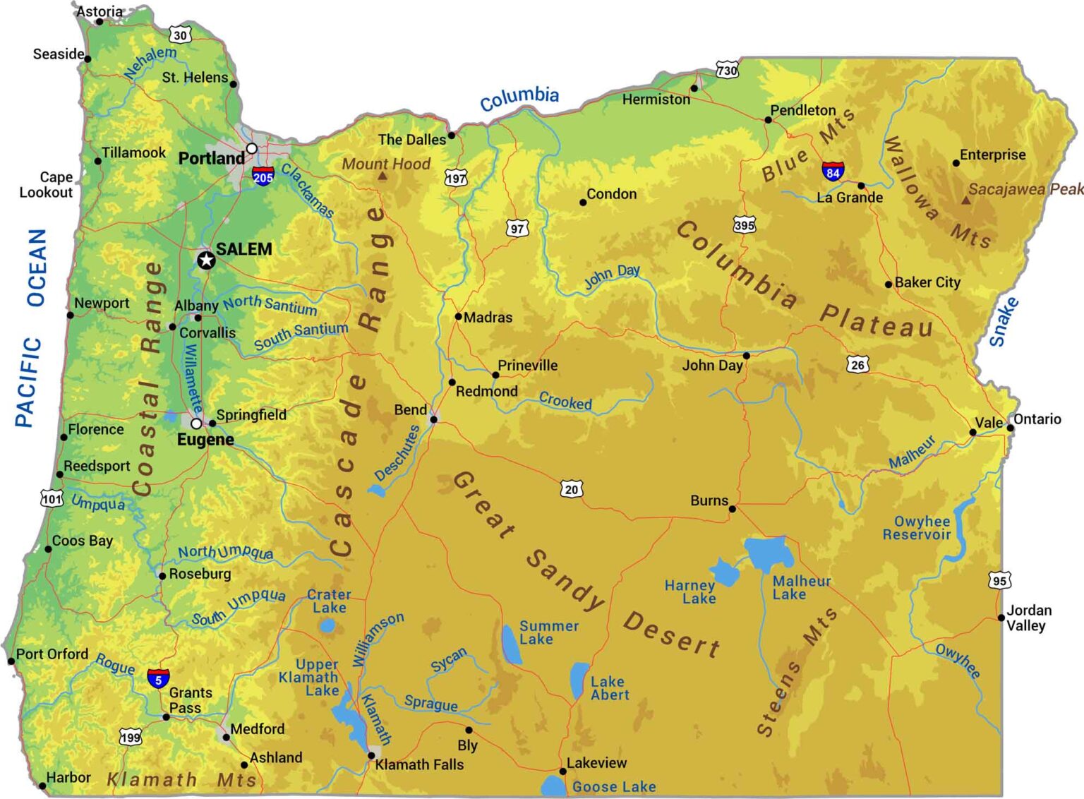Oregon National Parks And Forests Map US Maps Physical.