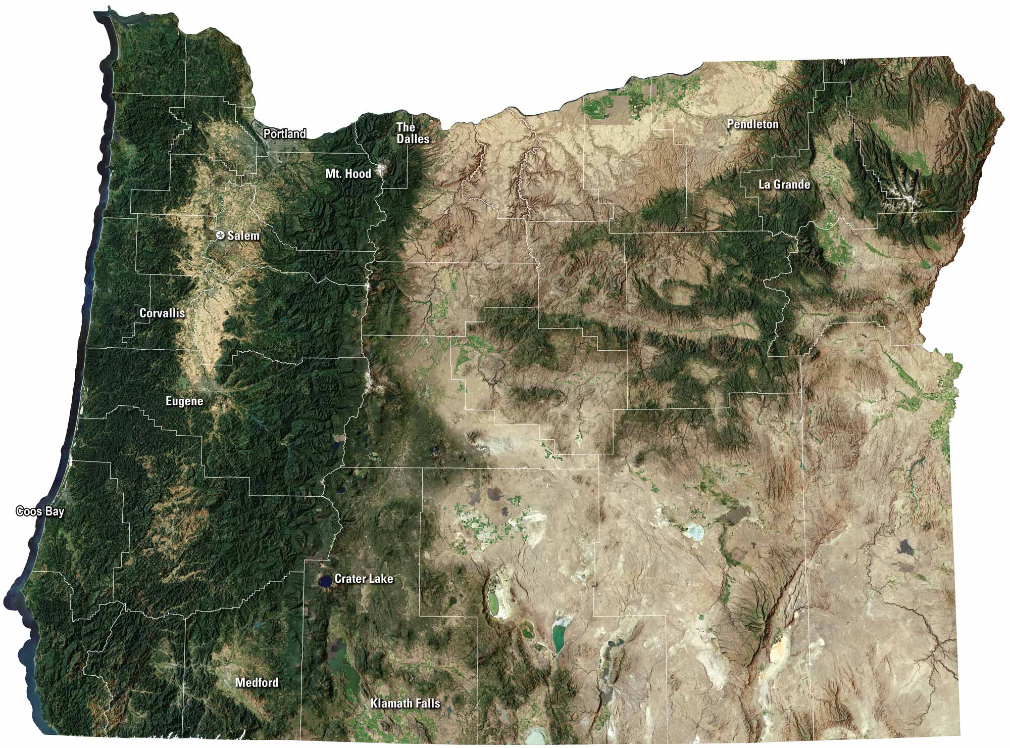 Map Of The Dalles Oregon US Maps Oregon Satellite Map 