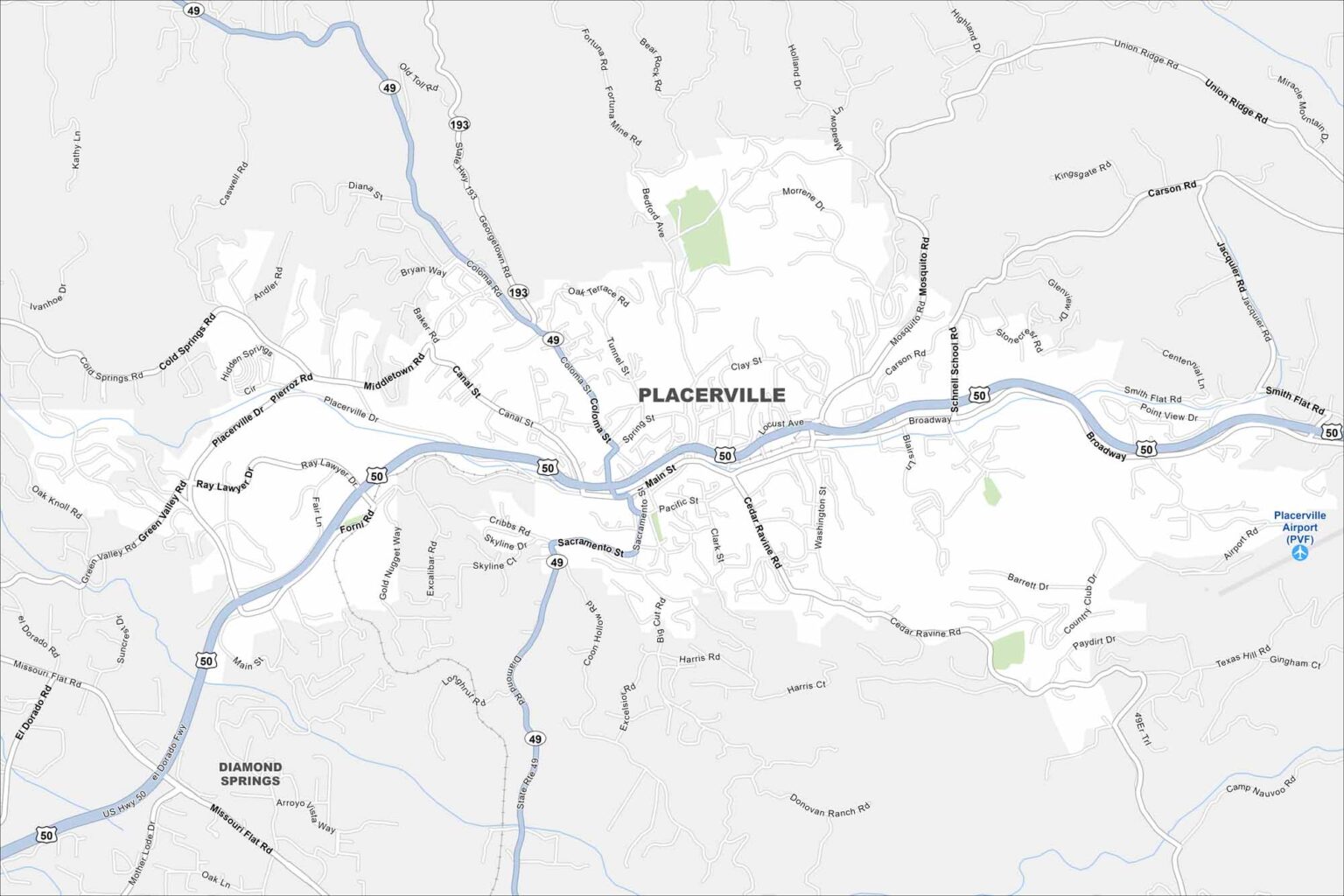 Map Of Placerville California US Maps Placerville Map California 1536x1024 
