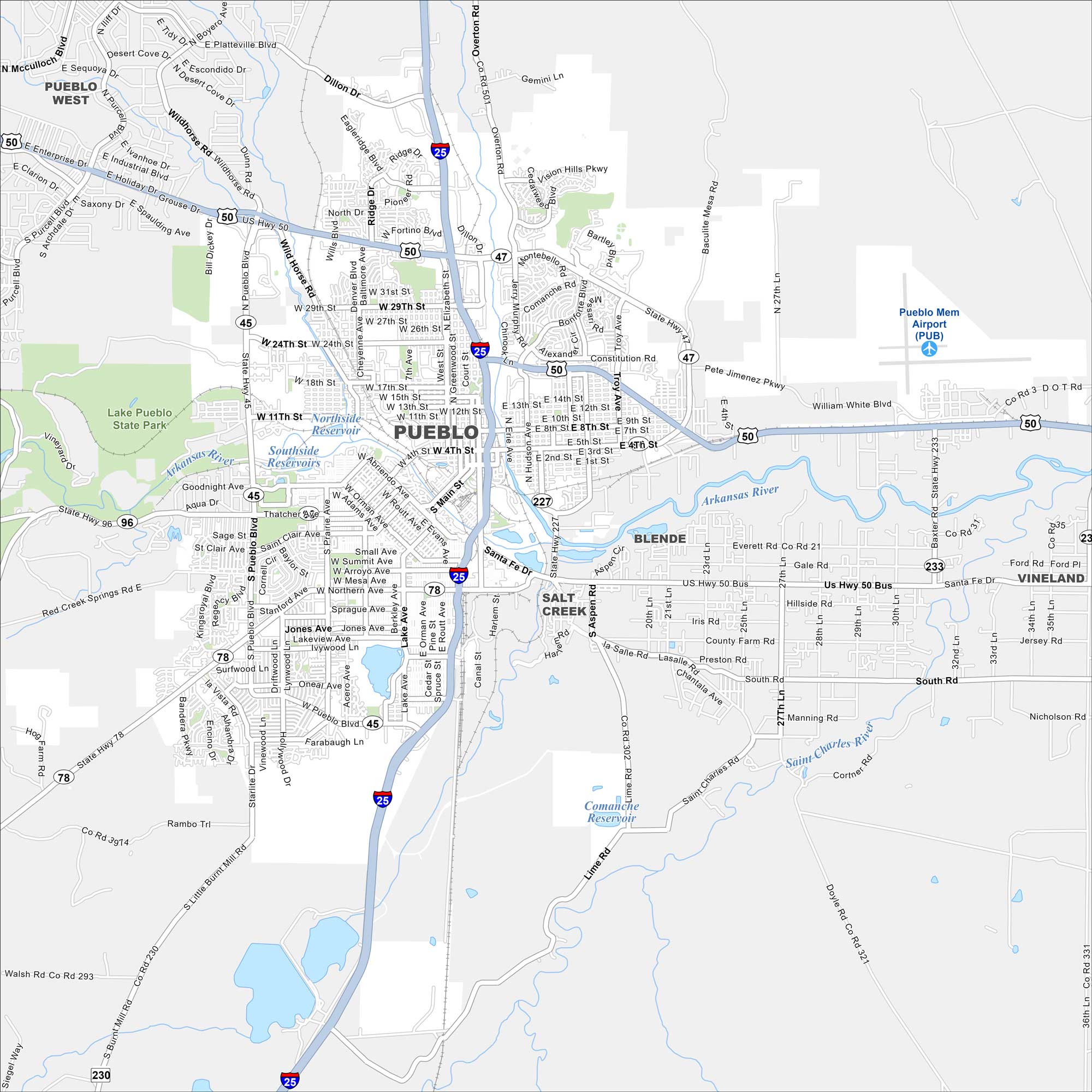 Map Of Colorado US Maps Pueblo.