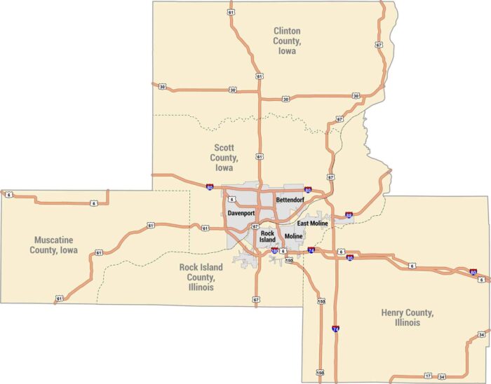 Southwest US Map US Maps Quad Cities Map 700x548 