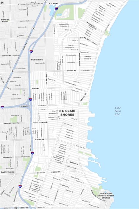 Map Of St Clair Shores Michigan US Maps St Clair Shores Map Michigan 467x700 
