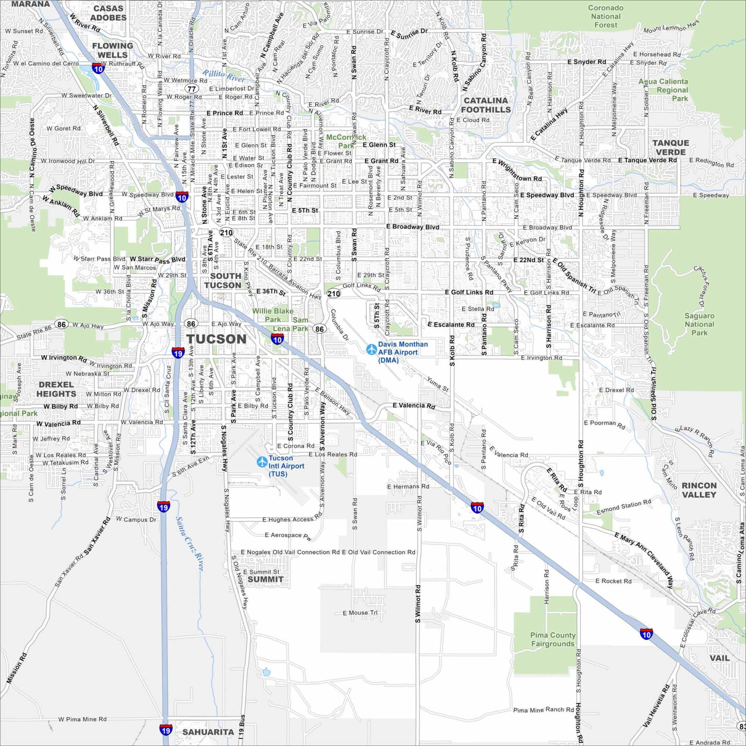 Map Of Arizona US Maps Tucson Map Arizona 1536x1536 