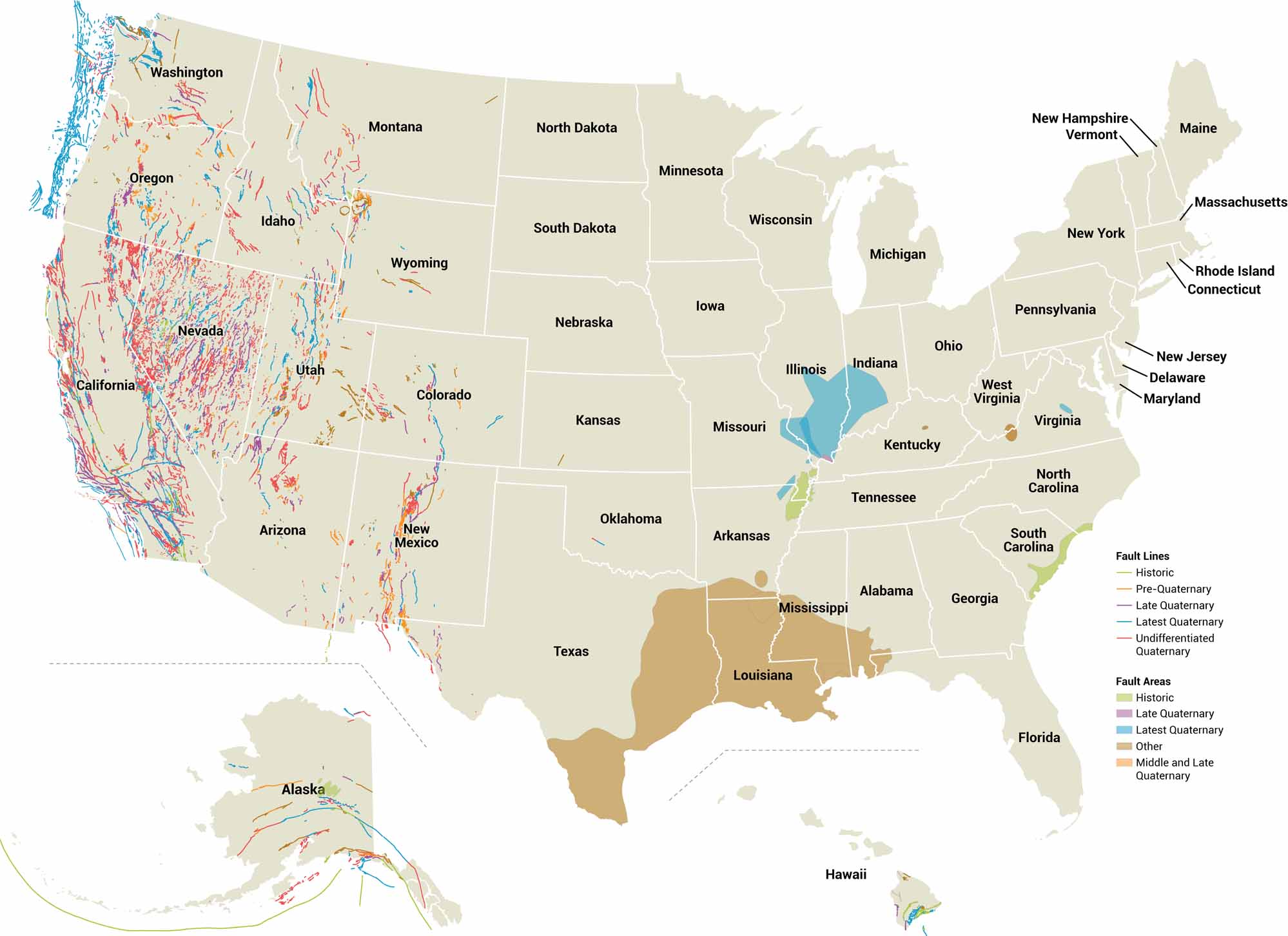 US Terrain Map US Maps US Fault Lines Map 