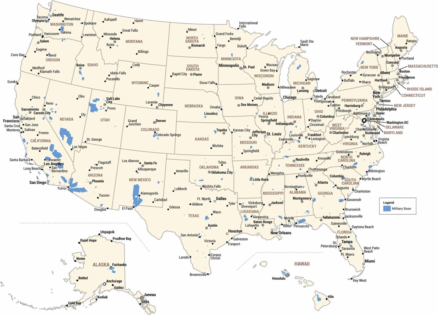 US Airports Map US Maps US Military Bases Map 1536x1105 