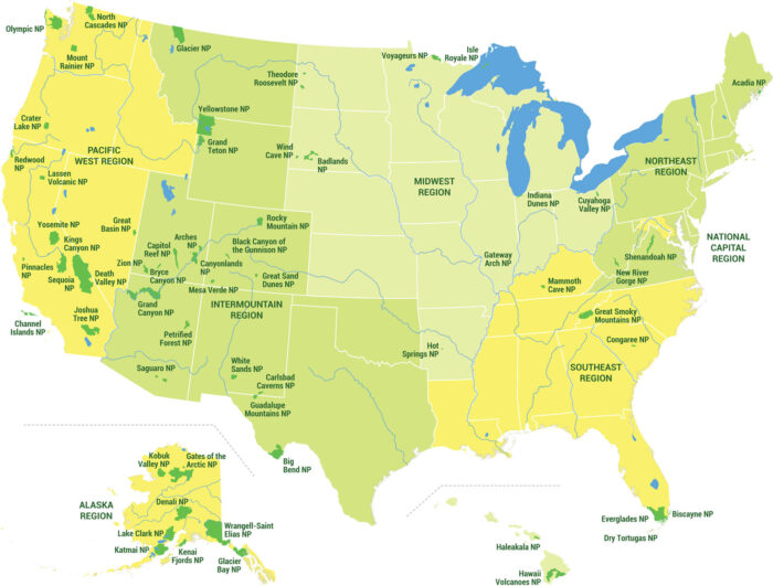 US Mountains Map US Maps US National Parks Map 700x531 