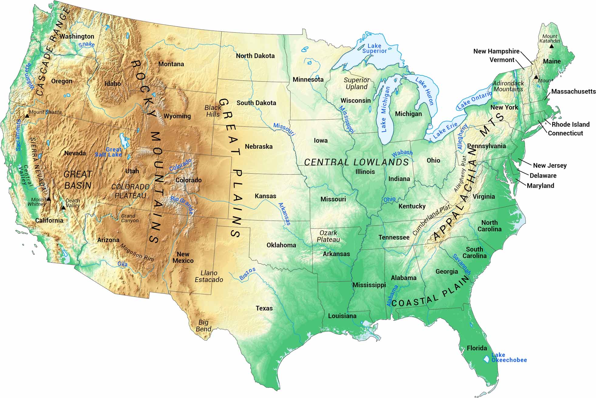 US Mountains Map US Maps US Terrain Map 