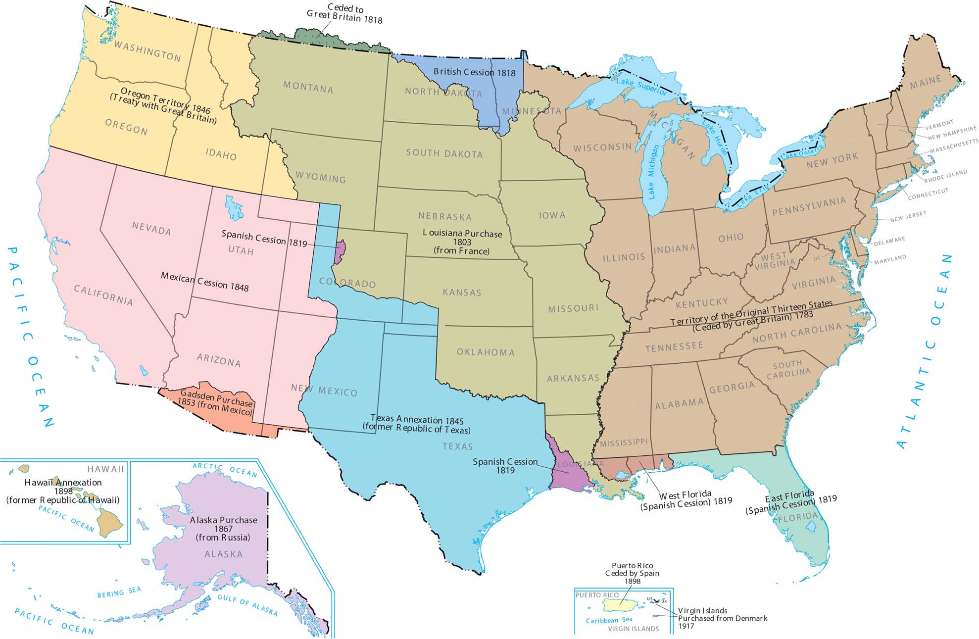 US State Capitals Map US Maps United States Territory Acquisition Map 