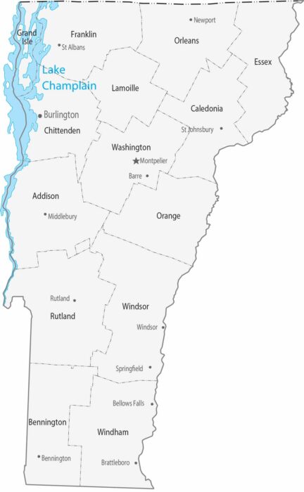 Vermont Zip Code Map US Maps Vermont Counties Cities Map 432x700 