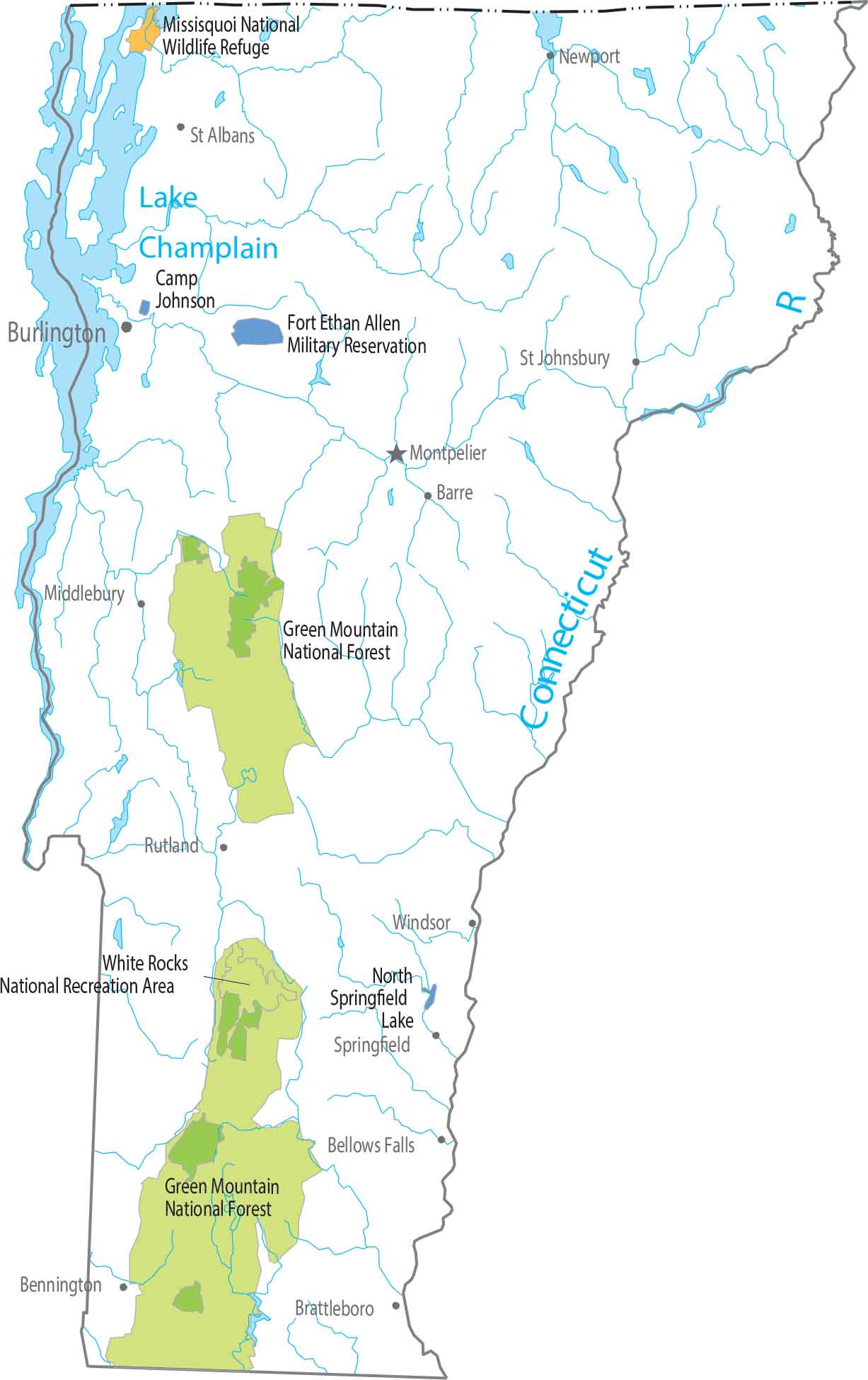 Vermont Zip Code Map US Maps Vermont National Parks And Forests Map 
