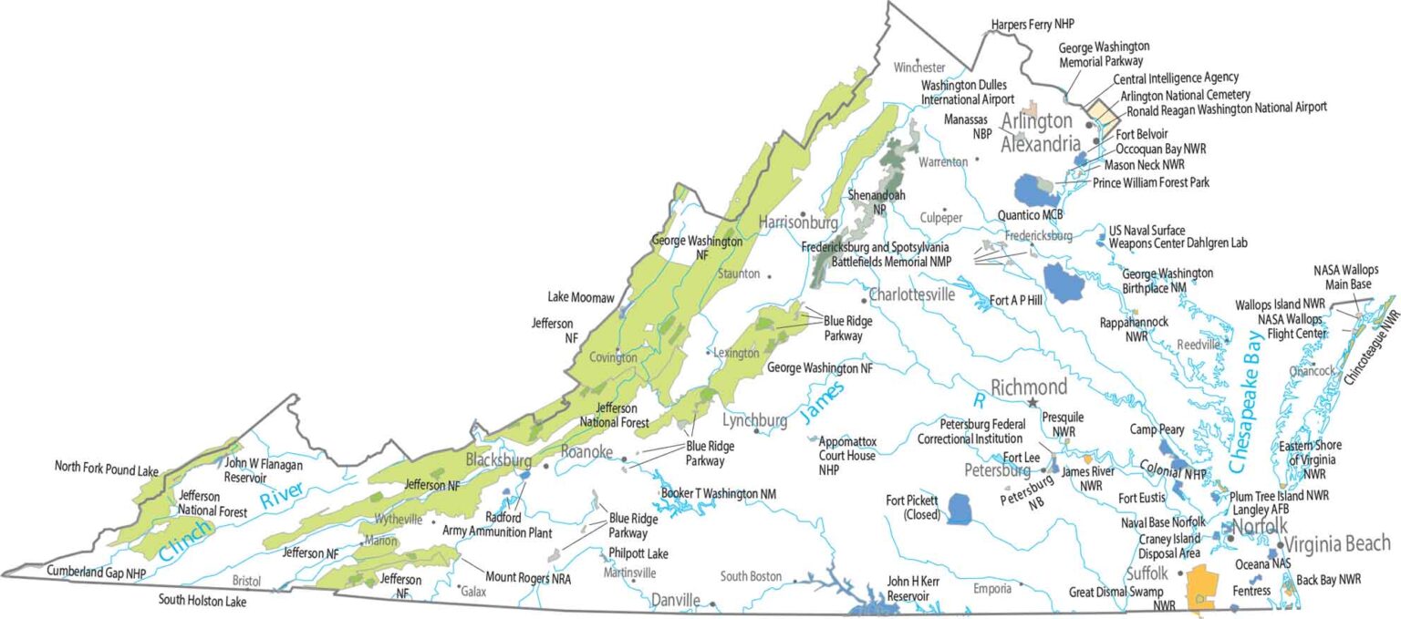 Virginia Zip Code Map US Maps Virginia National Parks And Forests Map 1536x679 