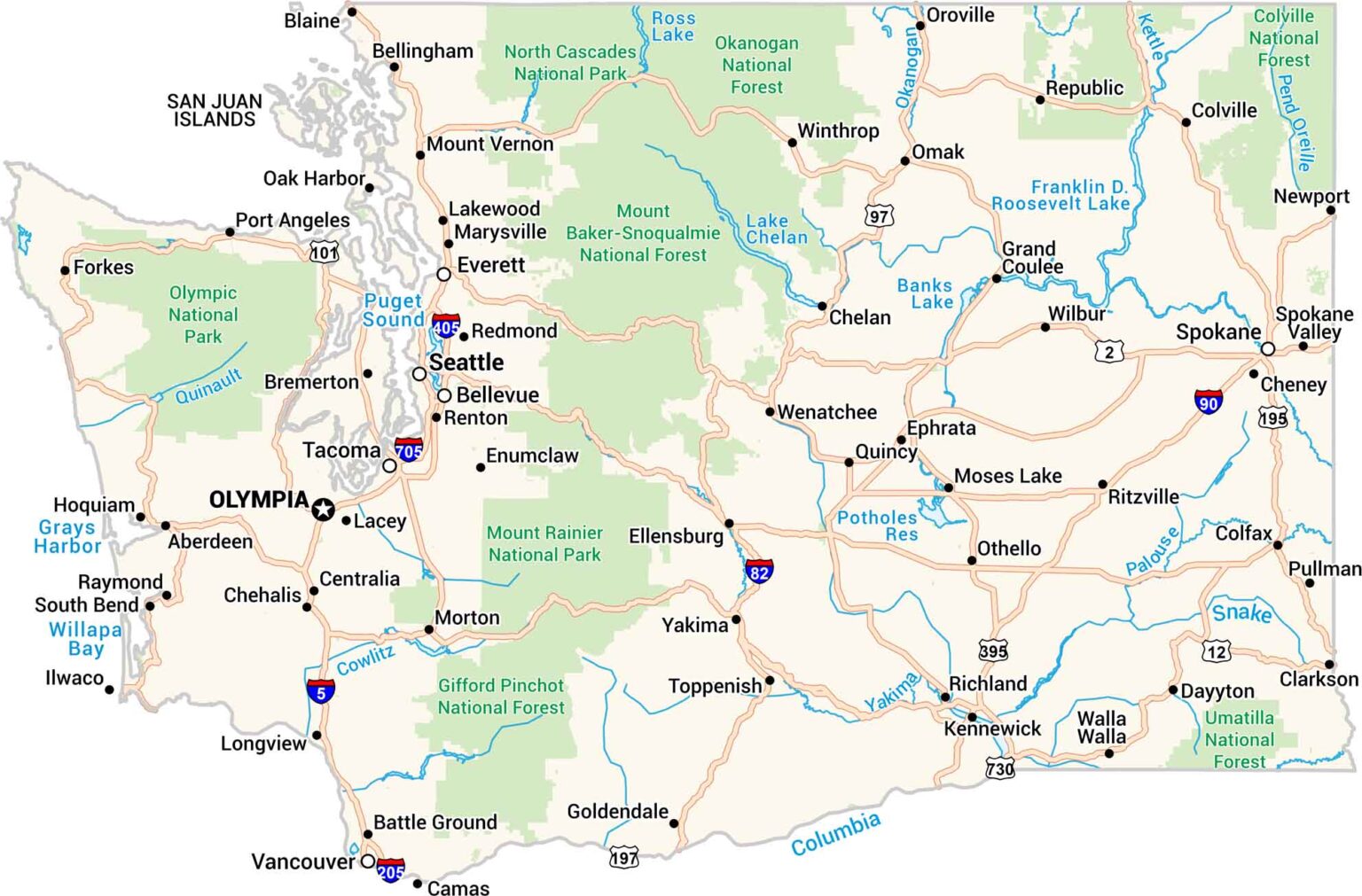Map Of Seattle Washington US Maps Washington Map 1536x1011 