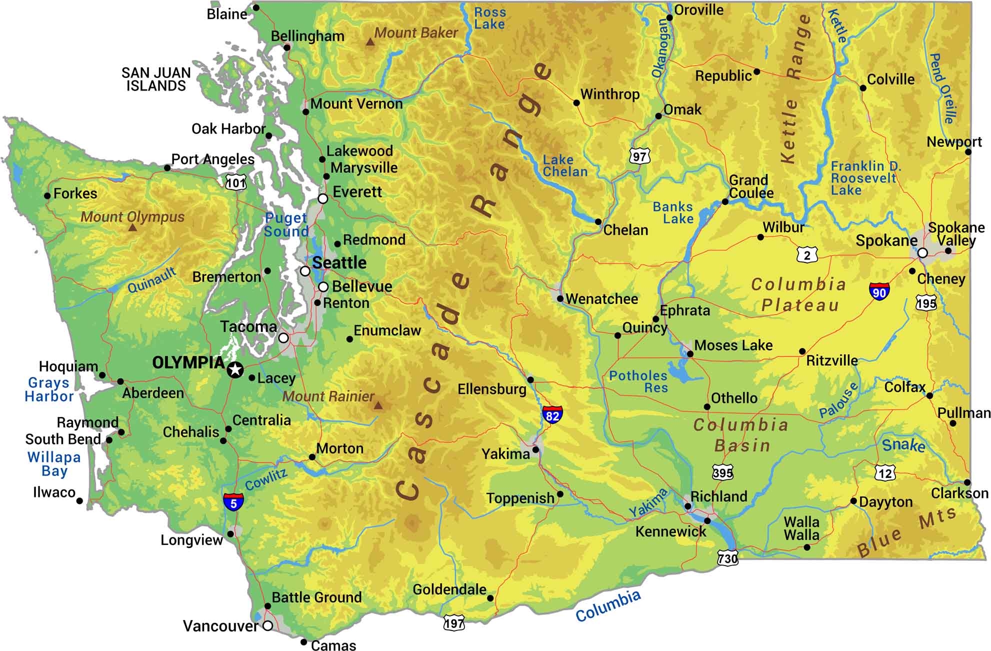 Map Of Centralia Washington US Maps Washington Physical Map 