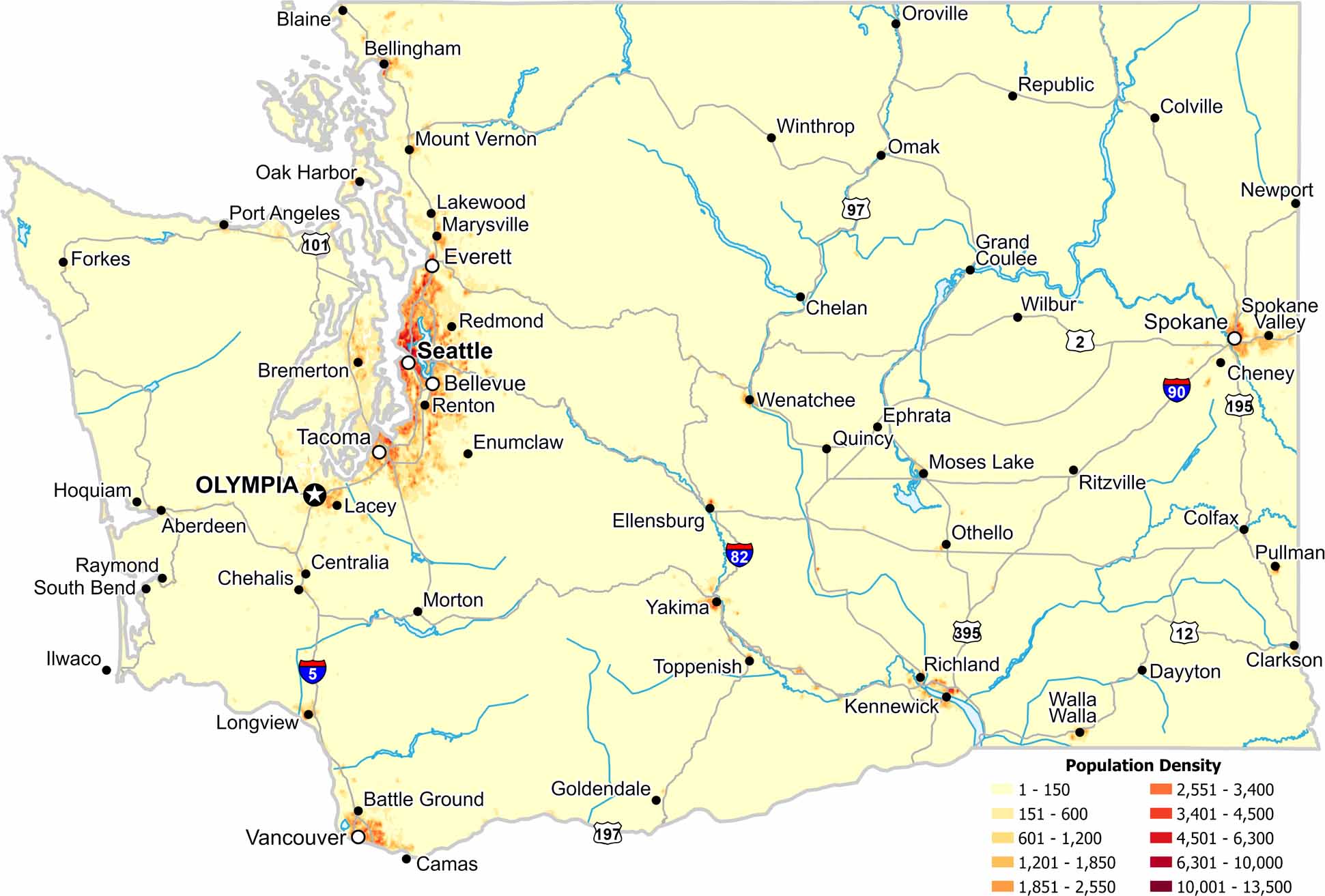 Washington National Parks And Forests Map US Maps Washington Population Density Map 