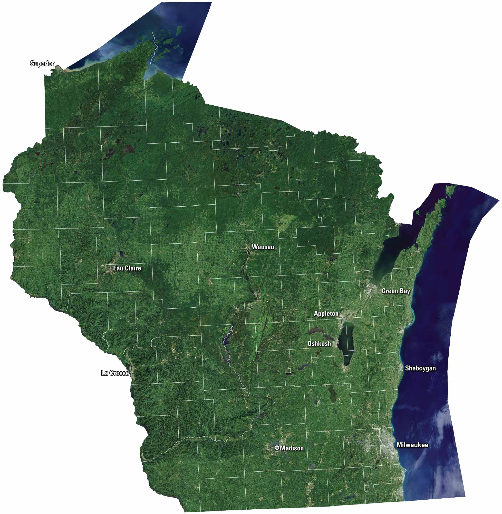 Map Of Stevens Point Wisconsin US Maps Wisconsin Satellite Map 