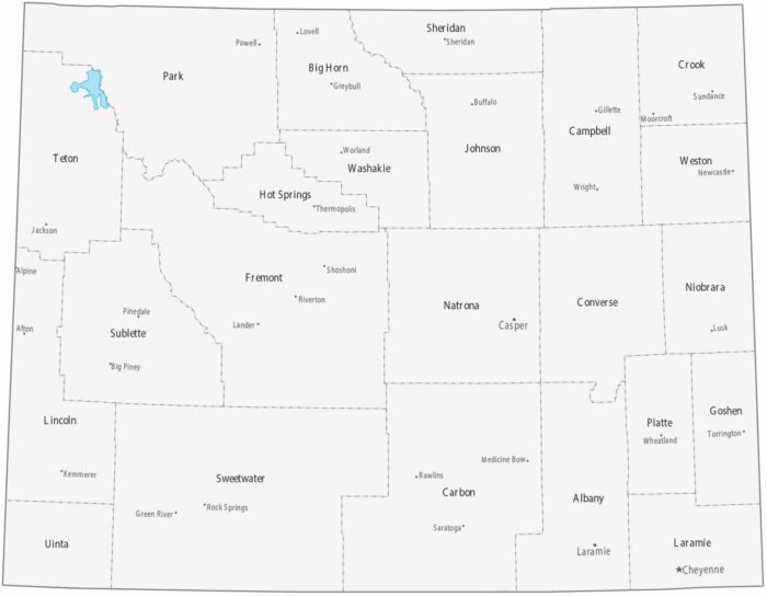 Wyoming National Parks And Forests Map US Maps Wyoming Counties Cities Map 700x545 