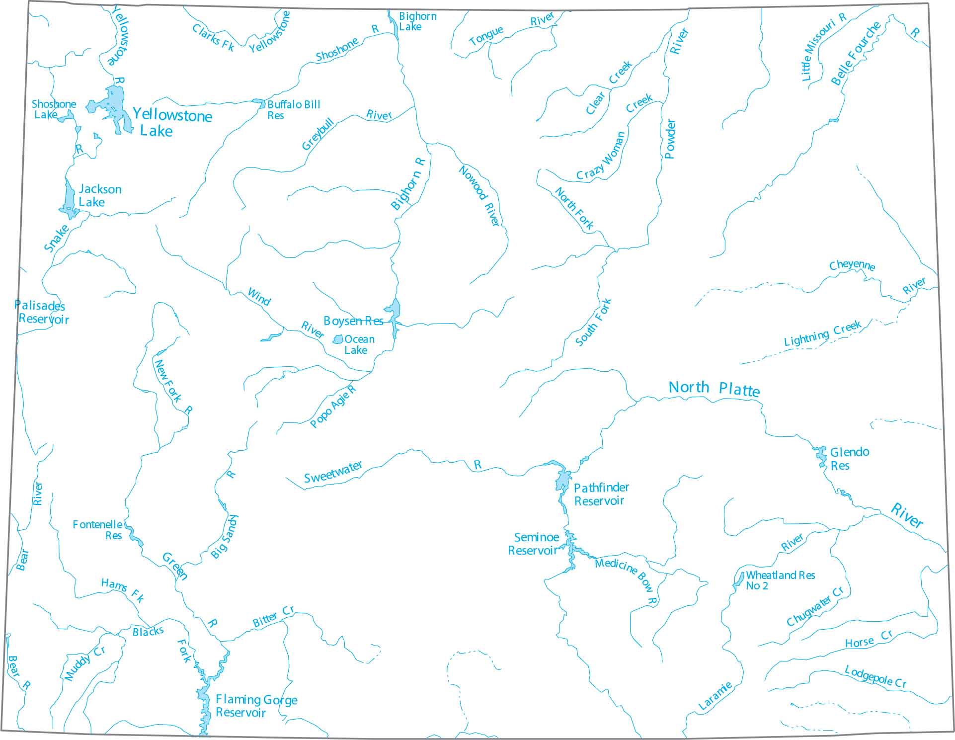 Wyoming National Parks And Forests Map US Maps Wyoming Lakes And Rivers Map 