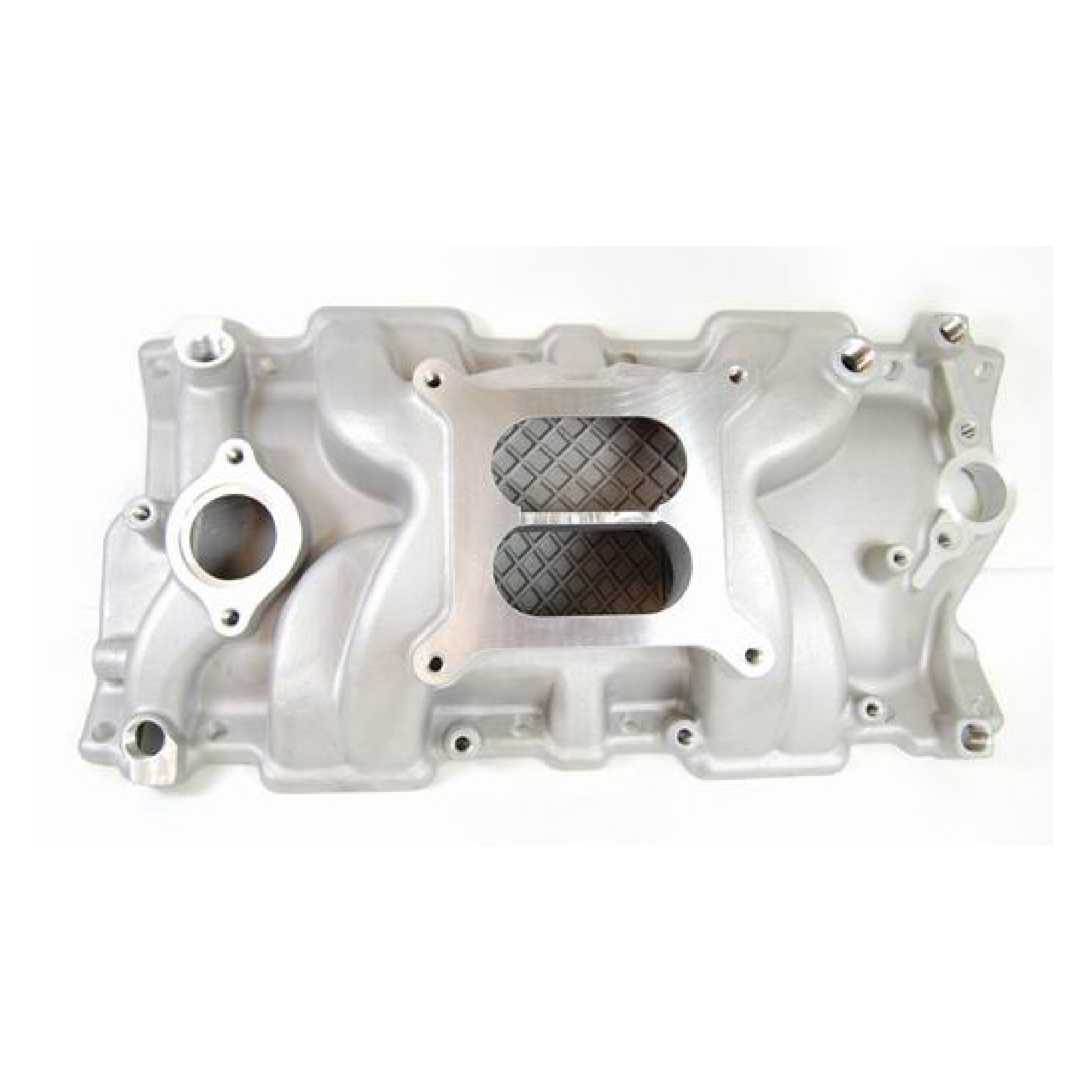Black Dual Plane Aluminum Intake Manifold – SBC Small Block Chevy 350 – 1955-1995 – Idle-5500 RPM