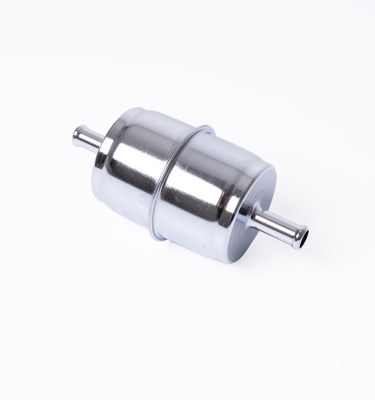 Inline Fuel filter 5/16" Hose Barbs - Chrome
