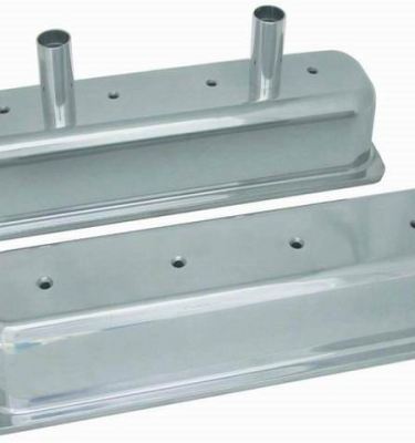 SB Chevy Center Bolt Circle Track Valve Covers Tall - Polished