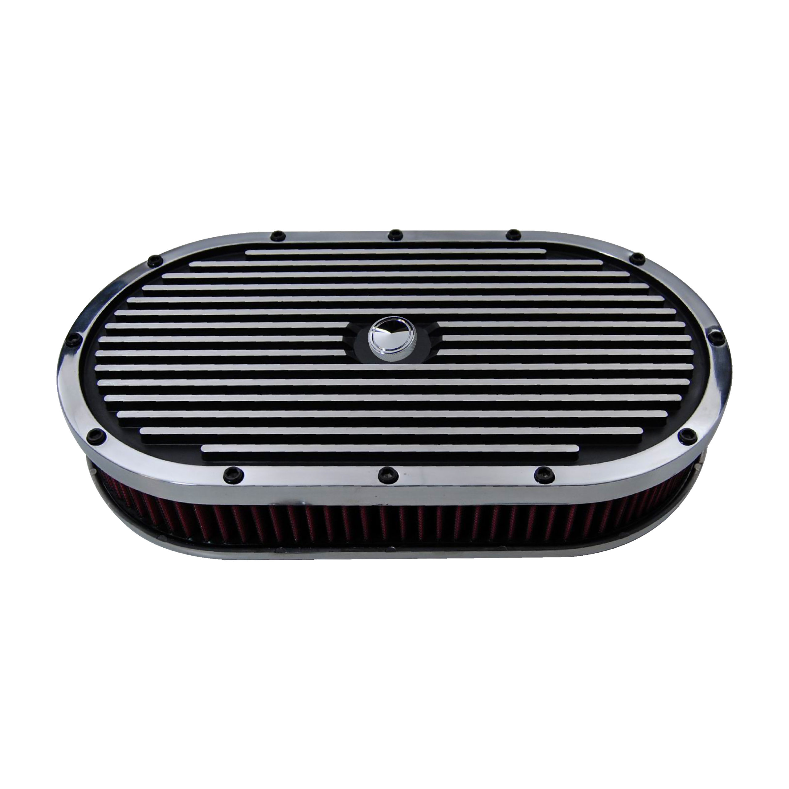 15″ Oval Black Aluminum Eliminator Series Air Cleaner Set – Racing