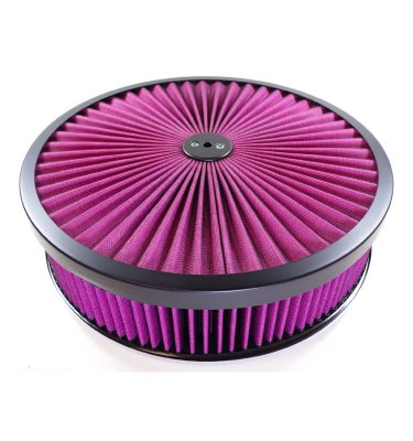 14" Red W/ Black Lip Round Super Flow Air Cleaner Set