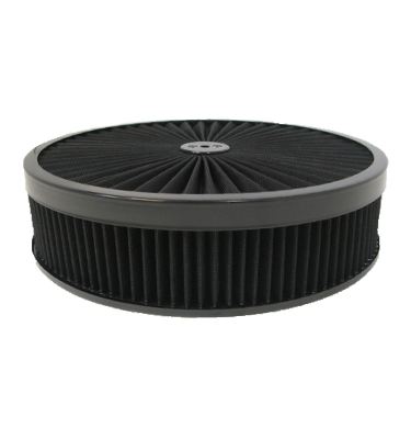 14" Black W/ Black Lip Round Super Flow Air Cleaner Set