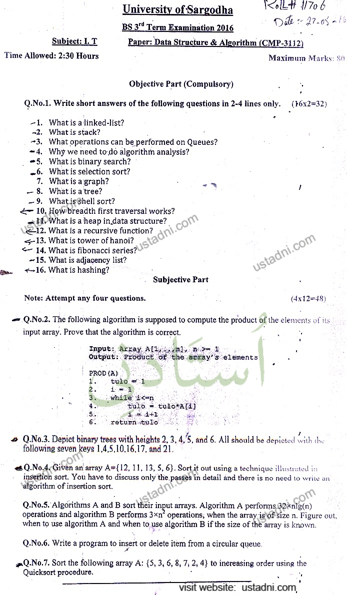 Data Structure and Algorithm BSIT 2016 UOS - Ustadni