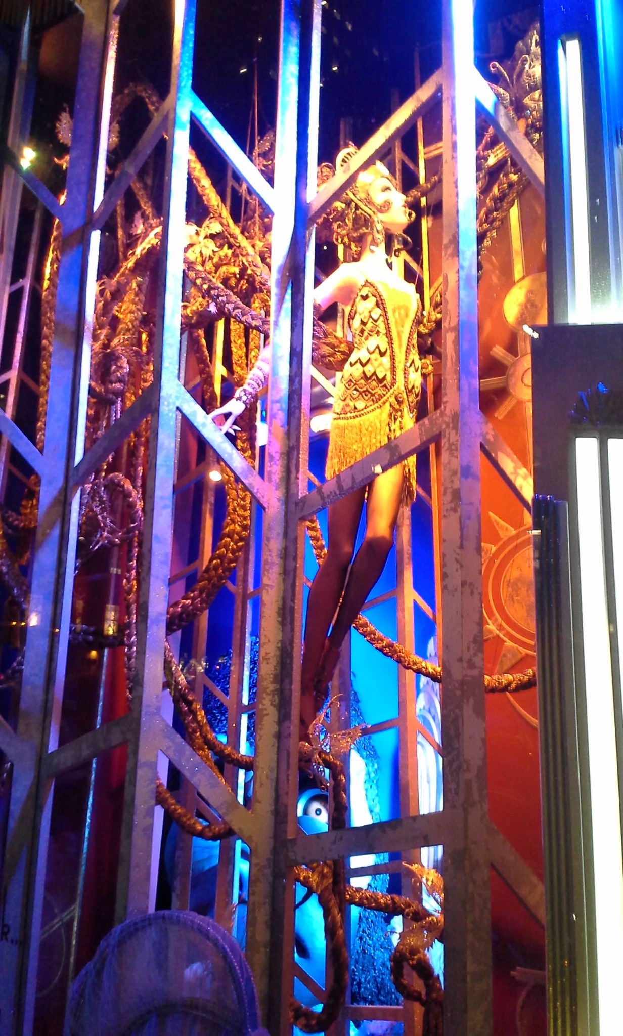 Rapunzel on set, Saks Fifth Ave, 2014