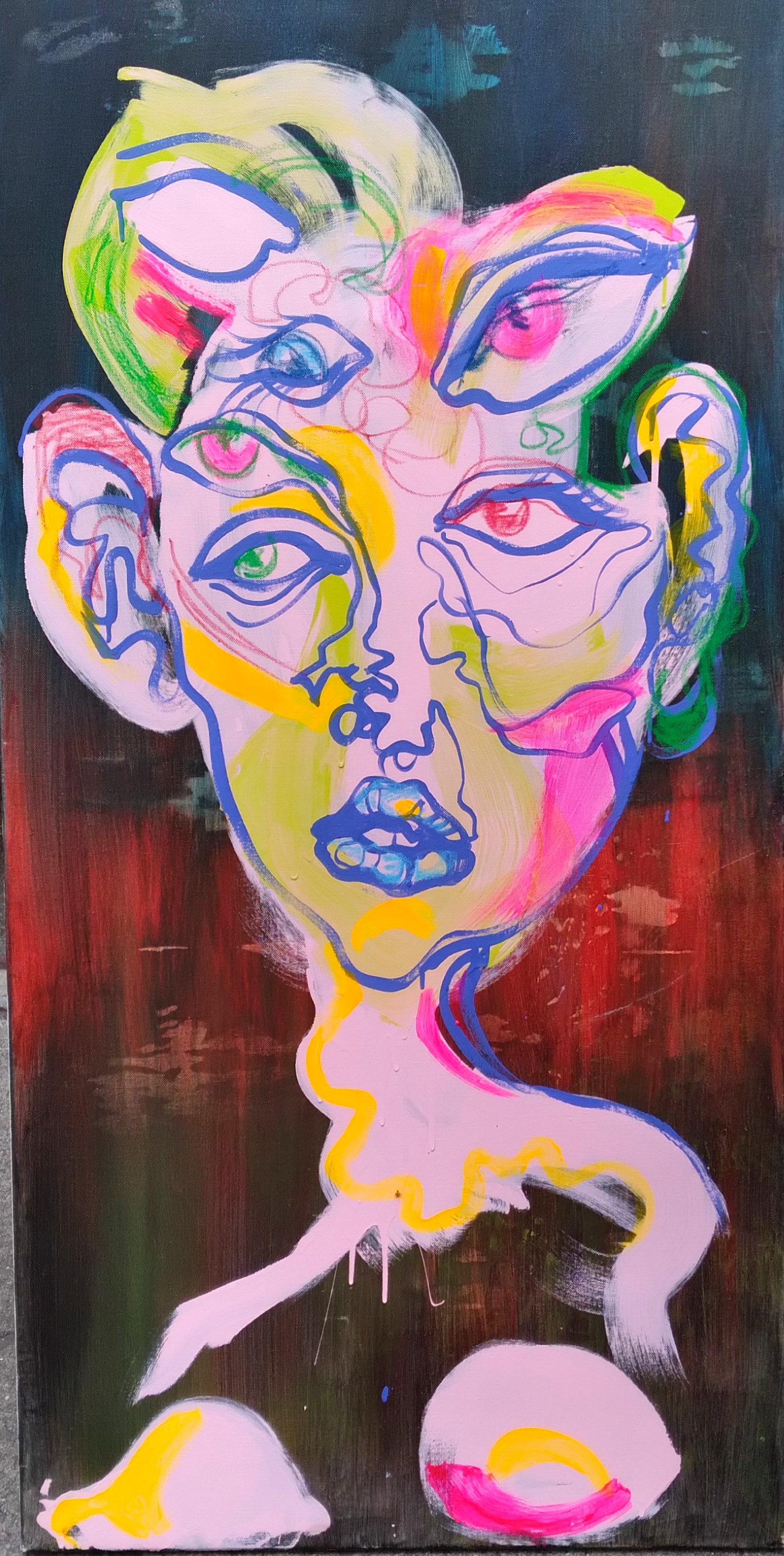 Focused vision, acrylic painting on canvas,