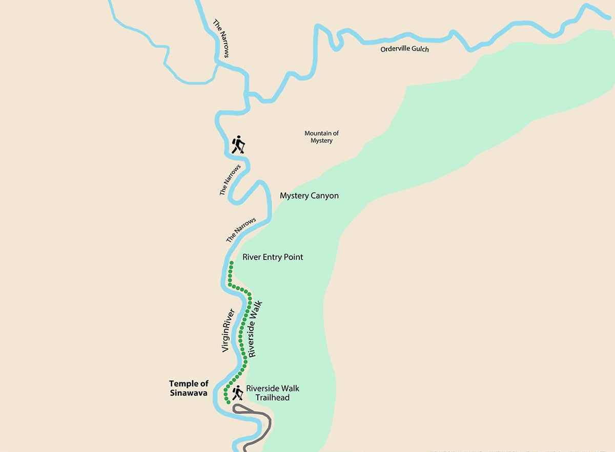 Map of The Narrows in Zion National Park
