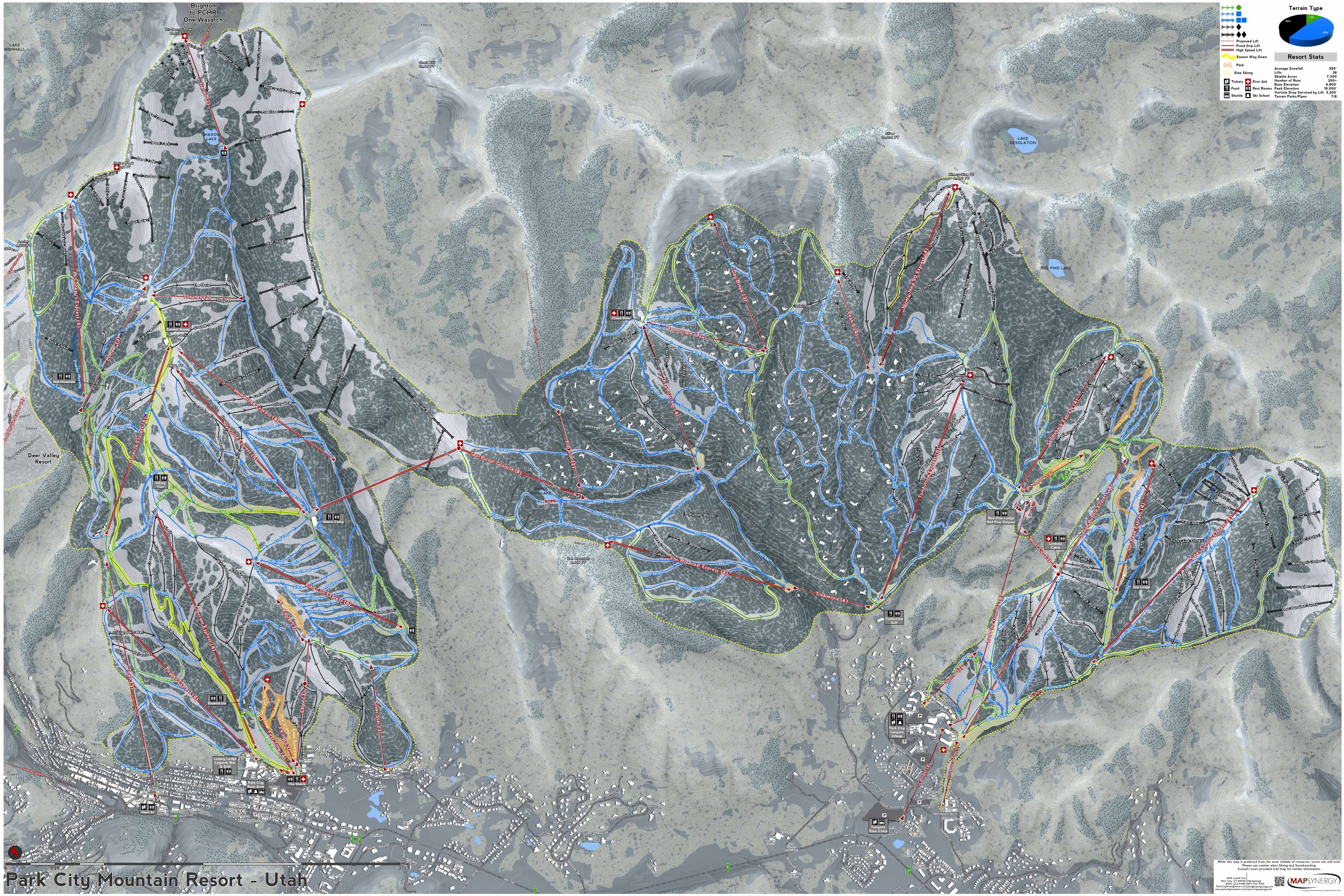 Utah Ski Maps Park City Ski Resort Trail Map 
