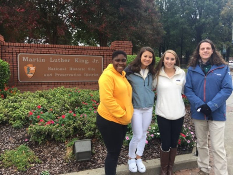 Hanifah Griffith, Carla Shapira, Delaney Russell, and Dr. Cragun at the Martin Luther King Jr. National Historic Site