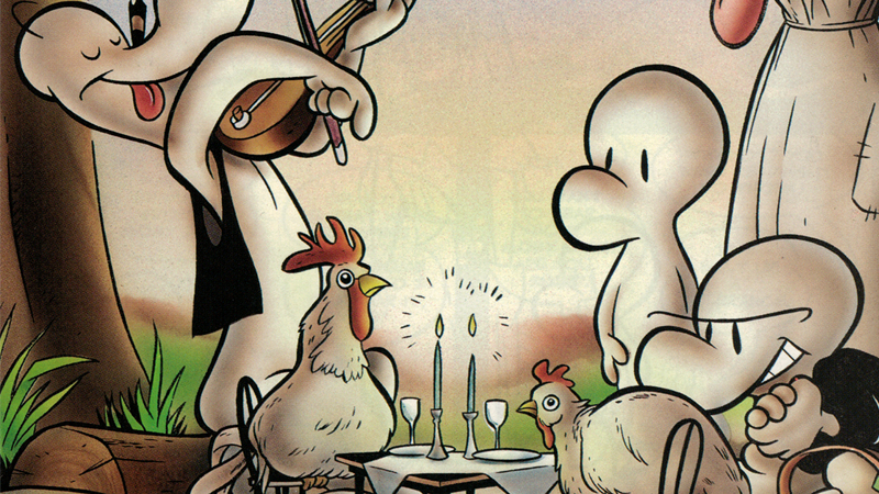 cover of jeff smith's bone 12 featuring fone bone, smiley bone and phoney bone