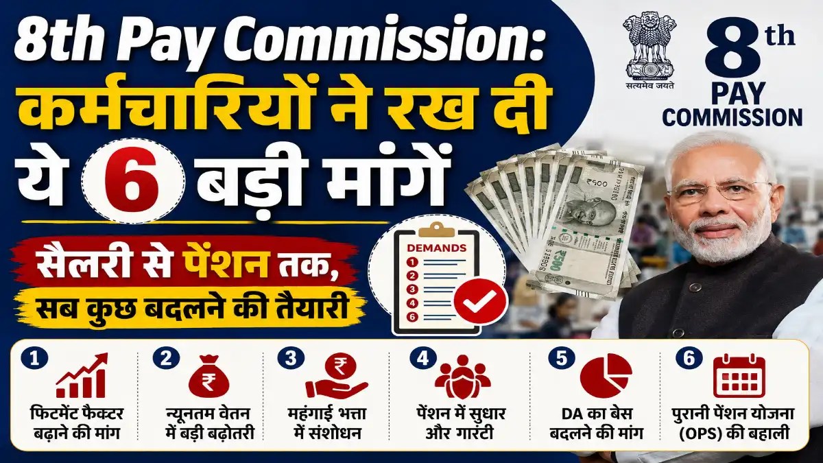 8th Pay Commission: कर्मचारियों ने रख दी ये 6 बड़ी मांगें, सैलरी से पेंशन तक, सब कुछ बदलने की तैयारी