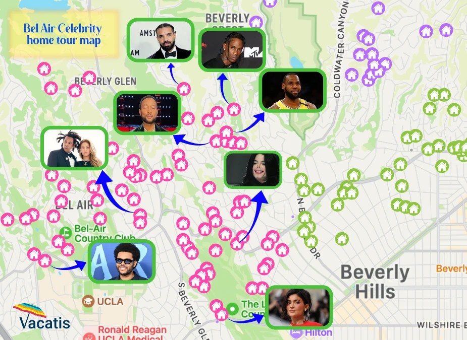 Hollywood Stars Homes Tour Map Bel Air Celebrity Home Tour.webp