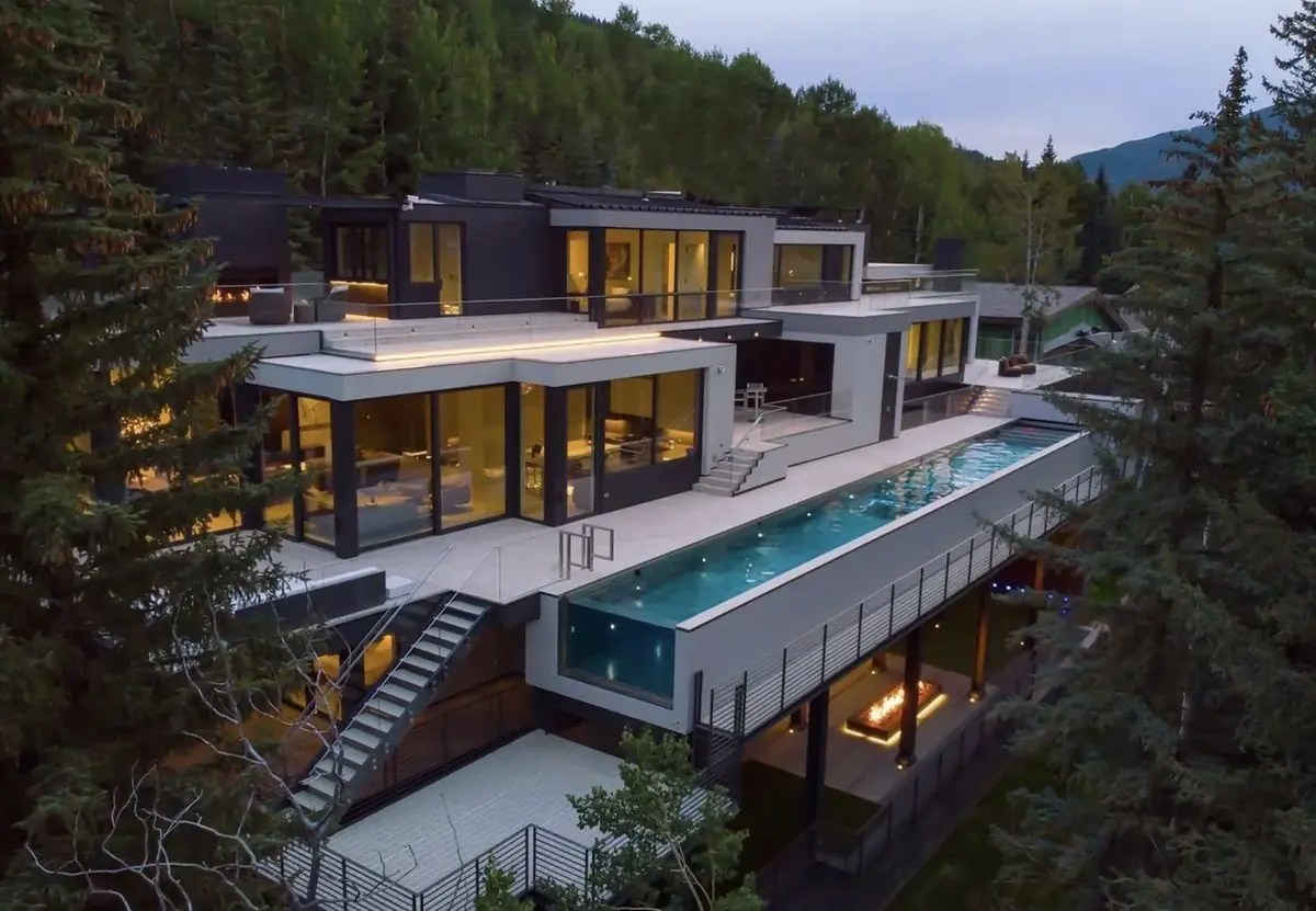 Deck and outdoor living space of a Vail Valley home in summer, Colorado
