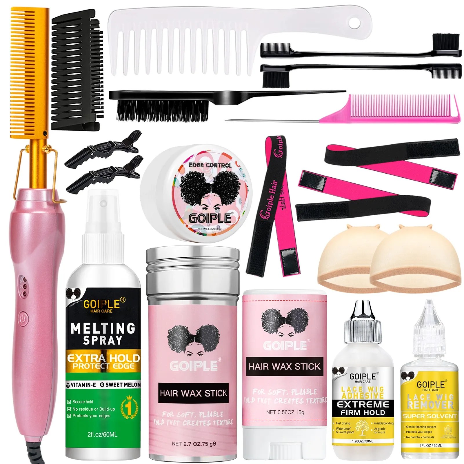 19 counts Electric Hot Comb Hair Straightening Comb(pink)